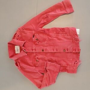 Acquaverde Light Red Girls Distressed Denim Jacket